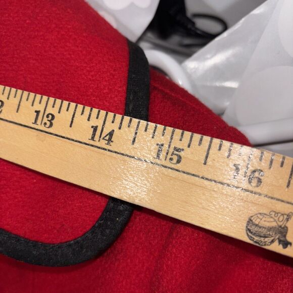 VTG Davis Of Boston Women’s L-XL Red Wool Trench Overcoat Flannel Lined Ski - Picture 9 of 16